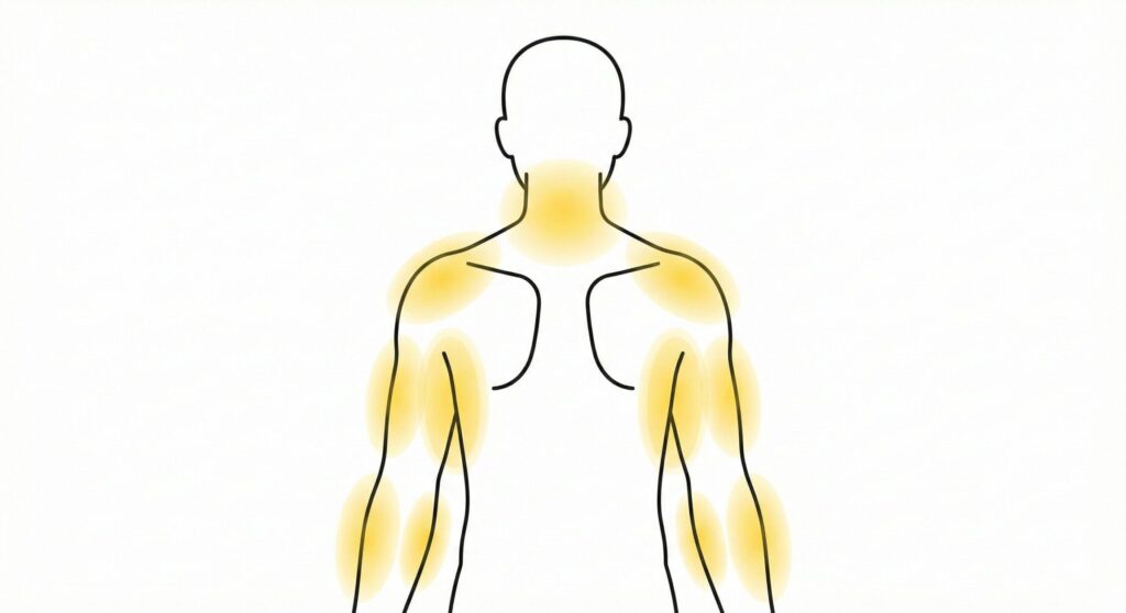 慢性的な肩こり解消のための“こりの出やすい場所”セルフチェック図