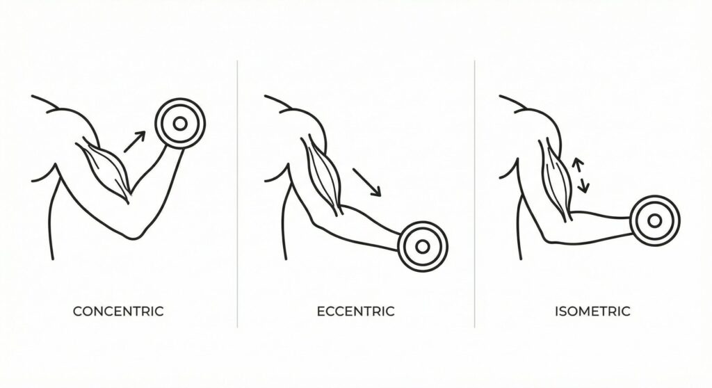 エキセントリック収縮・コンセントリック収縮・アイソメトリック収縮の違い