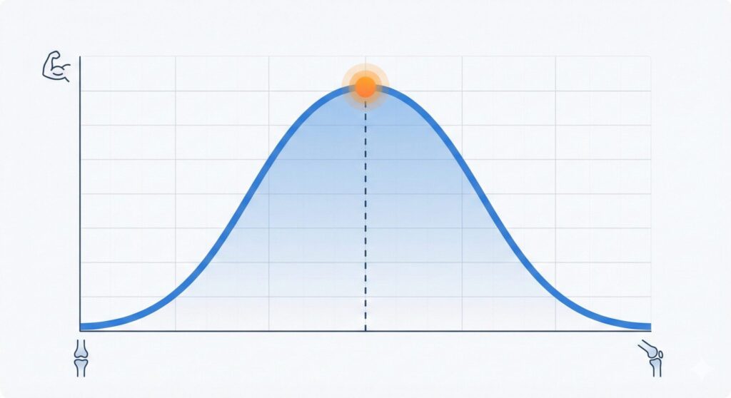 アイソメトリック運動のデメリット｜関節角度特異性（角度と筋力の関係）