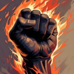 ボクシングにおける魂と炎を表現しているイラスト