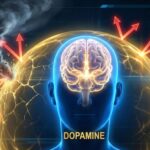 ドーパミンが作り出すシールドが、ストレスによって破壊され、痛みの矢が身体に届いてしまっているイメージ図。